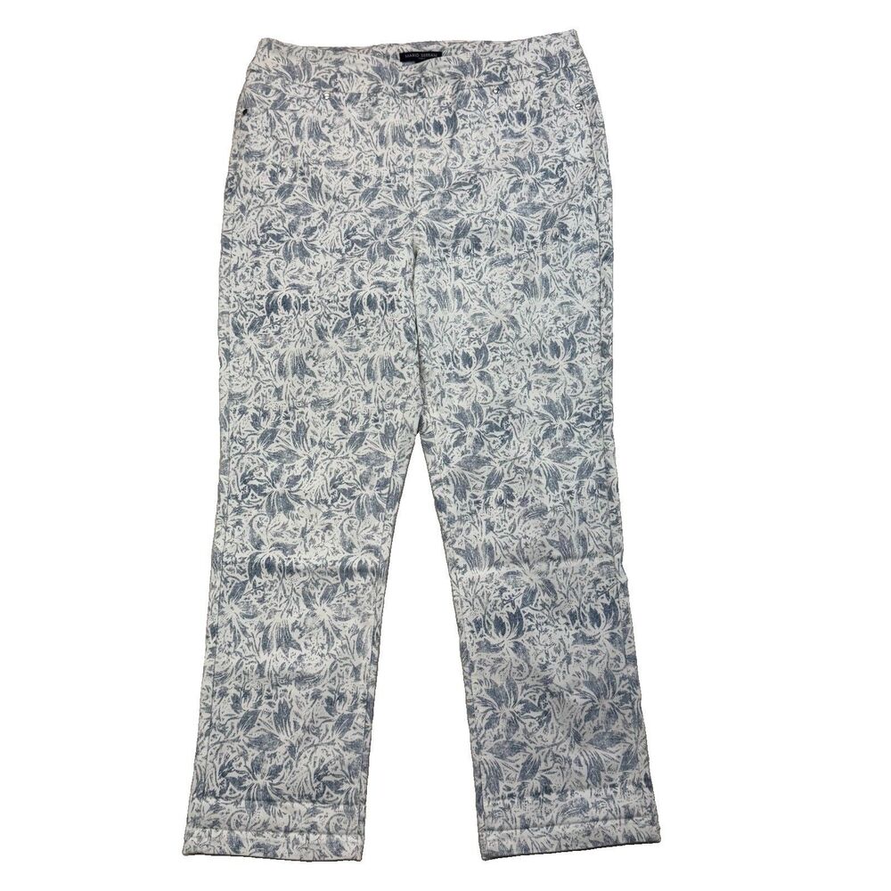 Mario Serrani Floral Pattern Rayon Waist Stretch Pants Sz M Womens
